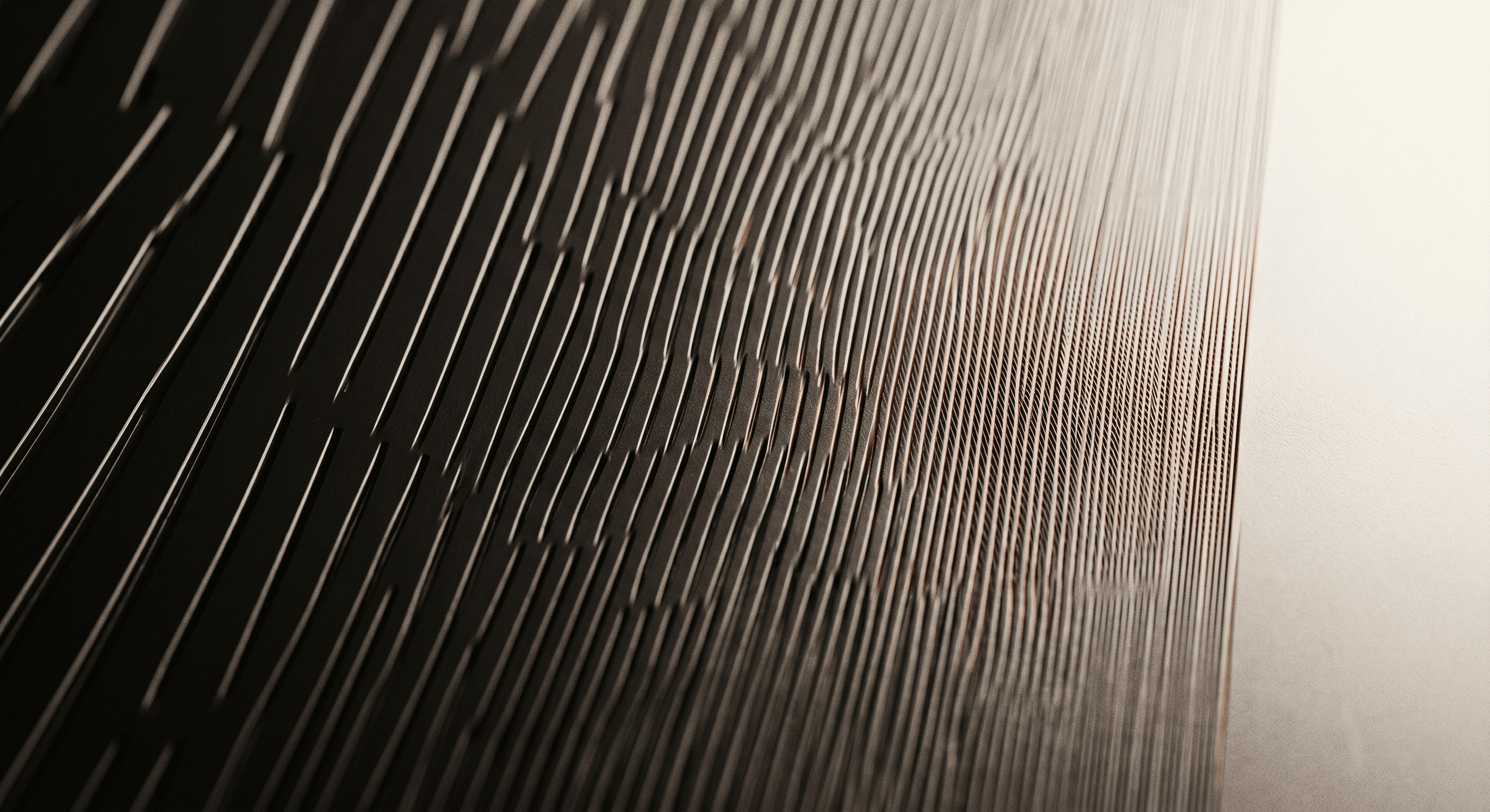 Etched lines growing progressively finer, evoking shrinking process nodes