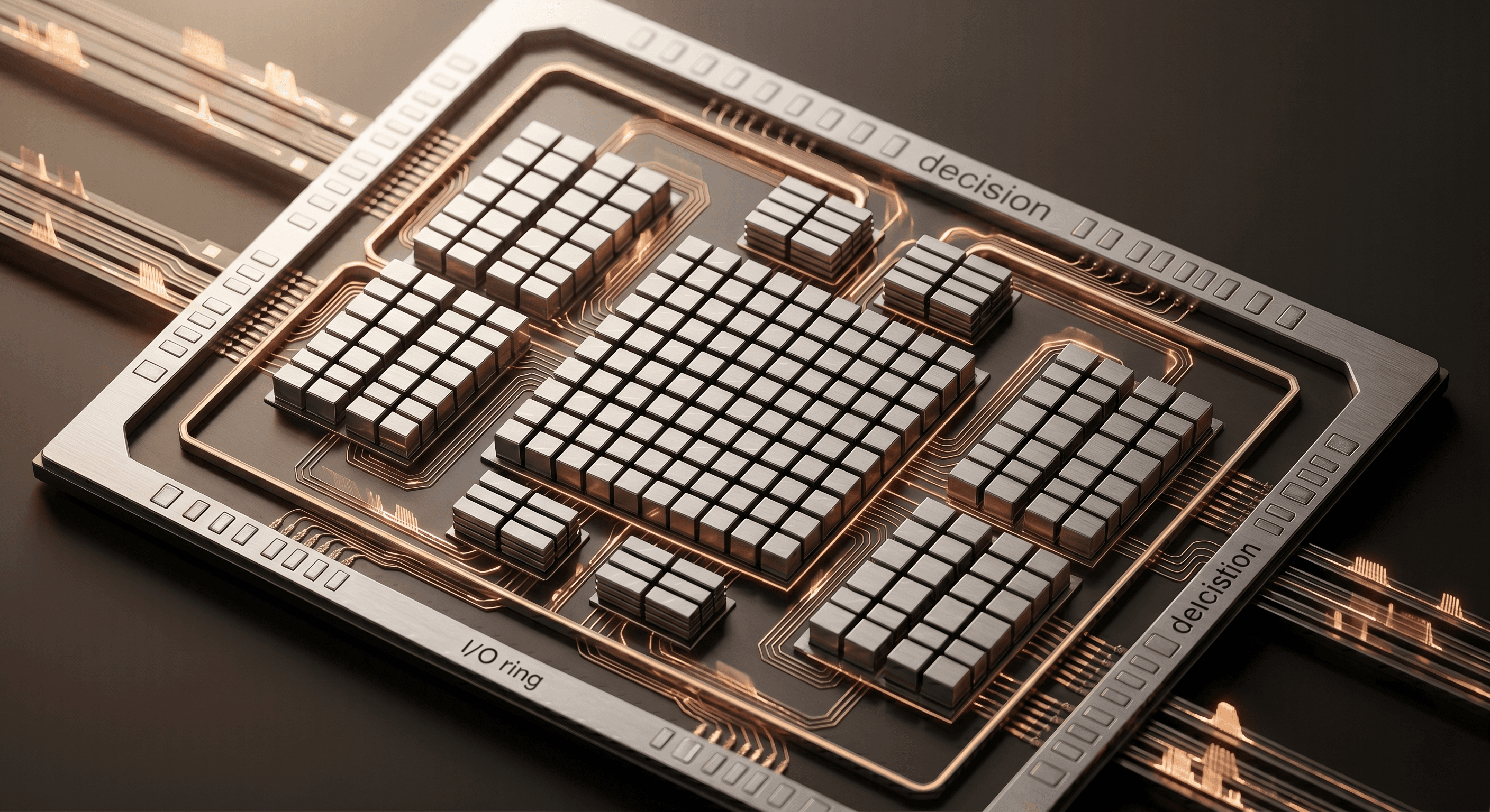 AI accelerator die with incoming and outgoing data buses